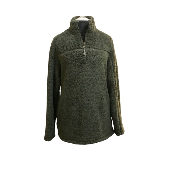 . Alpine Sherpa Half Zip Olive Fleece Women’s Size M - Picture 1 of 13
